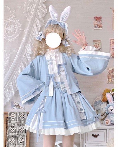 Lolita Coats Light Sky Blue Bows Polyester Overcoat Coat Lolita Outwears Kimono Spring Summer Fall Winter