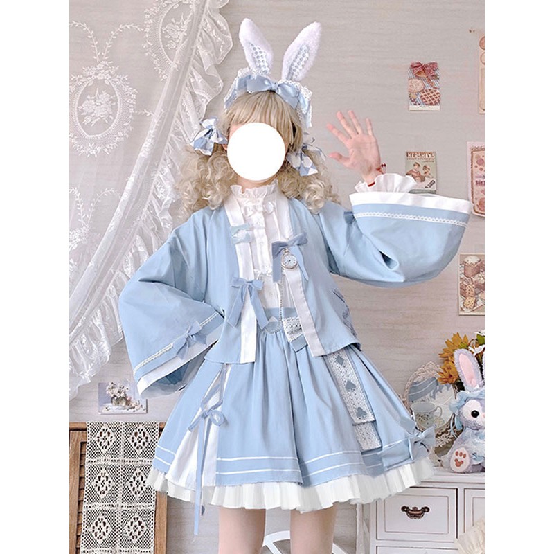 Lolita Coats Light Sky Blue Bows Polyester Overcoat Coat Lolita Outwears Kimono Spring Summer Fall Winter