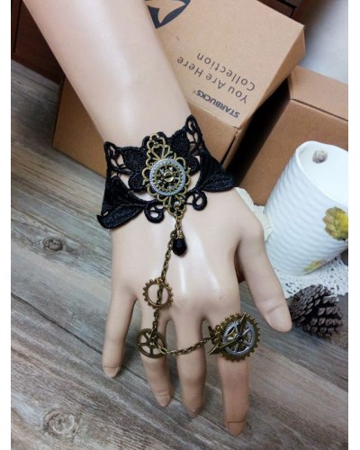 Lolita Bracelet Lace Metallic Black Lolita Accessory Steampunk