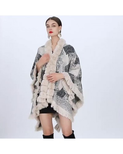 Women Cloak Cape Faux Fur Wraps Shawl Spring Poncho Coat Casual Street Wear Office  Career