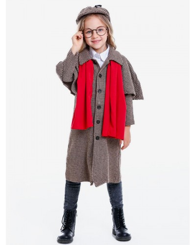 Halloween Costumes For Kids Sherlock Holmes Coffee Brown Kid Cosplay Set