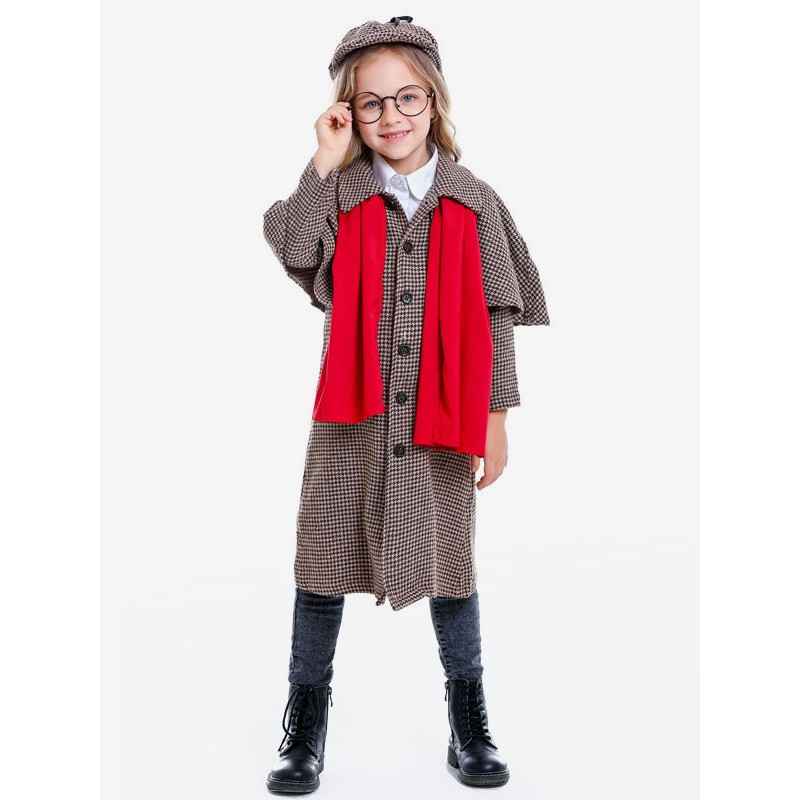 Halloween Costumes For Kids Sherlock Holmes Coffee Brown Kid Cosplay Set