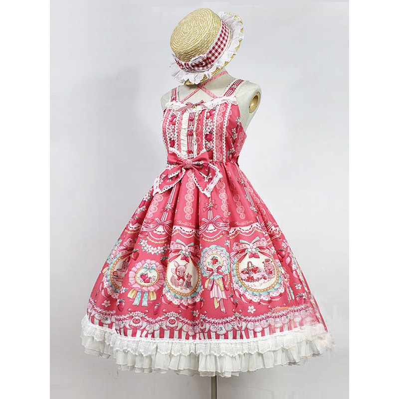 Sweet Lolita JSK Dress Neverland Ecru White Sleeveless Ruffles Bows Lolita Jumper Skirts