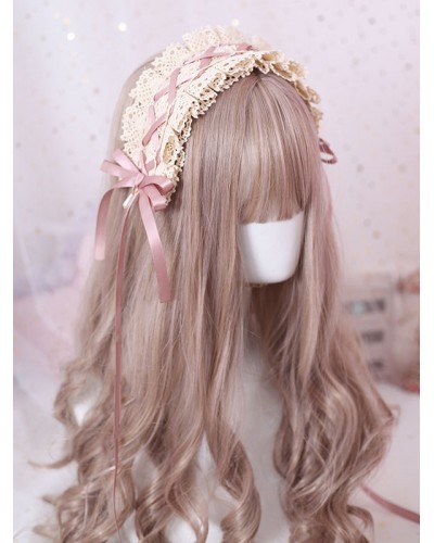 Sweet Lolita Headdress Bow Lace Ruffle Lolita Hair Accessory