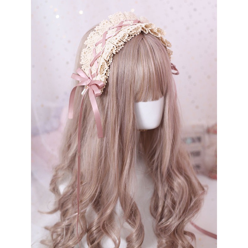 Sweet Lolita Headdress Bow Lace Ruffle Lolita Hair Accessory