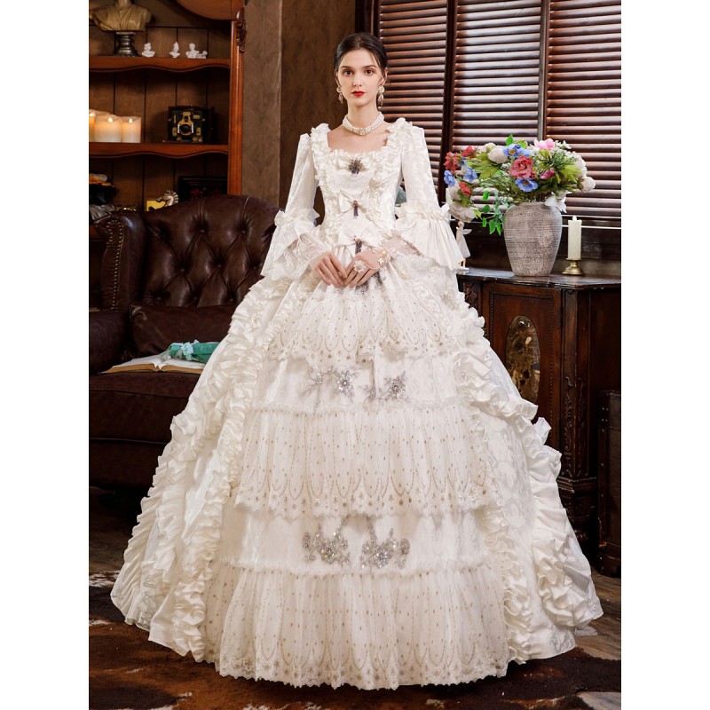 White Retro Costumes Dress For Women Marie Antoinette Costume Party Dress Euro-Style Christmas Halloween Holiday Graduation Prom