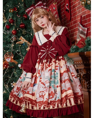 Sweet Lolita Dress Polyester Long Sleeves Ruffles Sweet Dress Lolita Dress