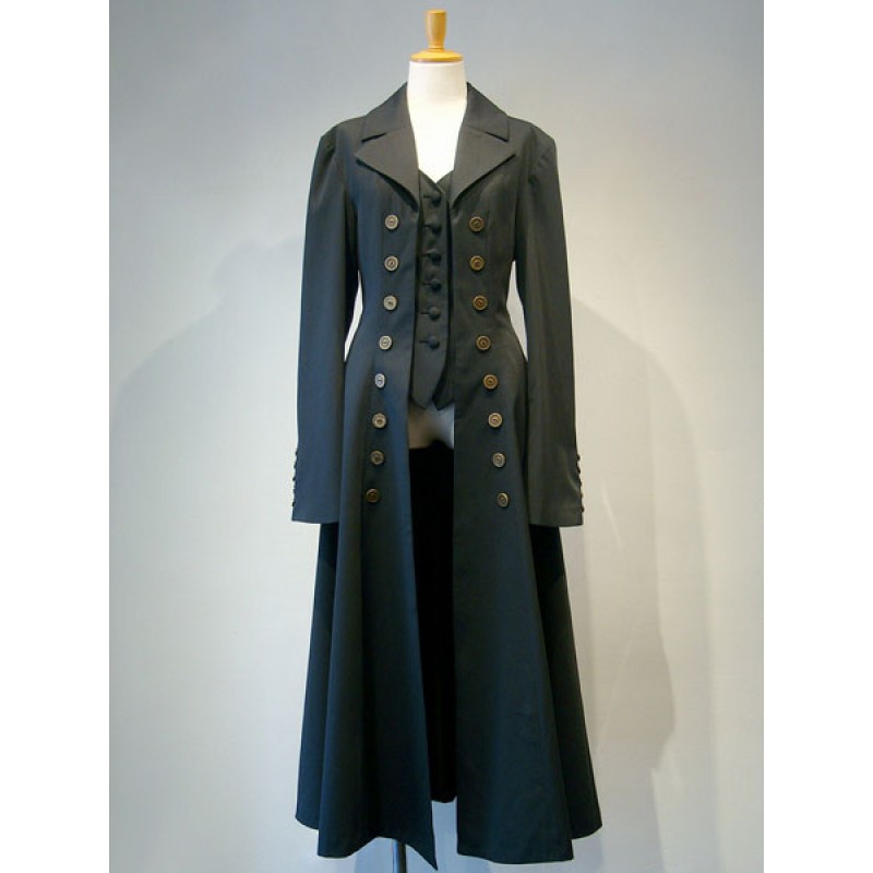 Gothic Lolita Overcoat Double Breasted Fake 2 Piece Black Lolita Trench Coat Night Out Daily Casual Party Tea Party