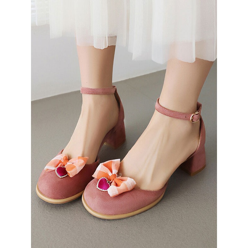 Sweet Lolita Sandals Bows Round Toe PU Leather Pink Lolita Summer Shoes