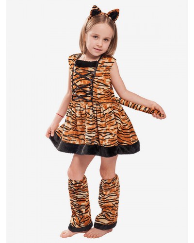 Halloween Costumes For Kids Coffee Brown Polyester Dress Costume Full Set Holiday