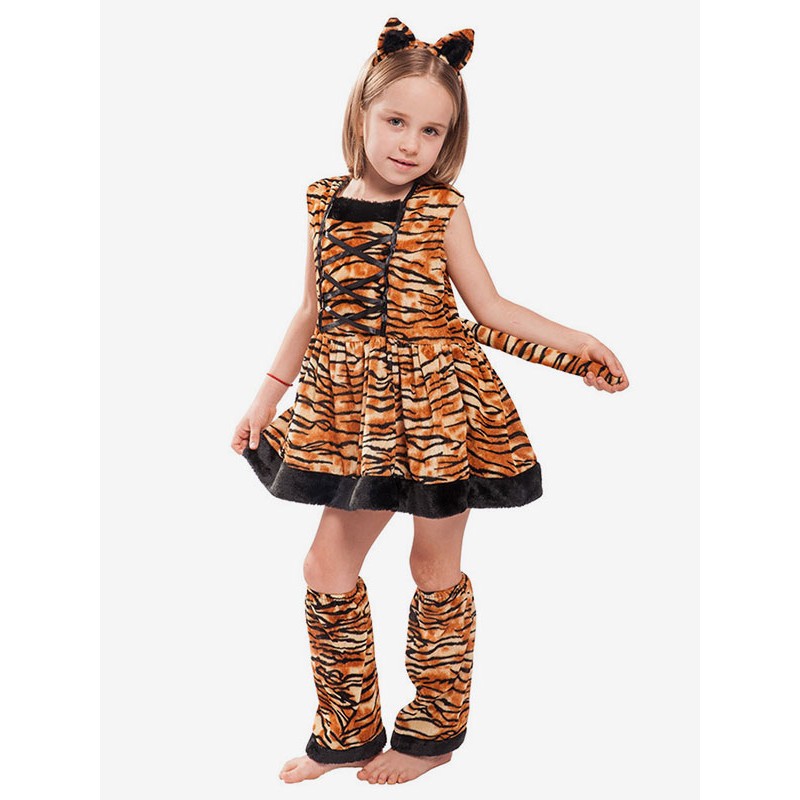 Halloween Costumes For Kids Coffee Brown Polyester Dress Costume Full Set Holiday