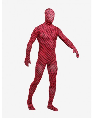 Unisex Morph Suit Red Irregular Pattern Zentai Suit Full Body Lycra Spandex Bodysuit