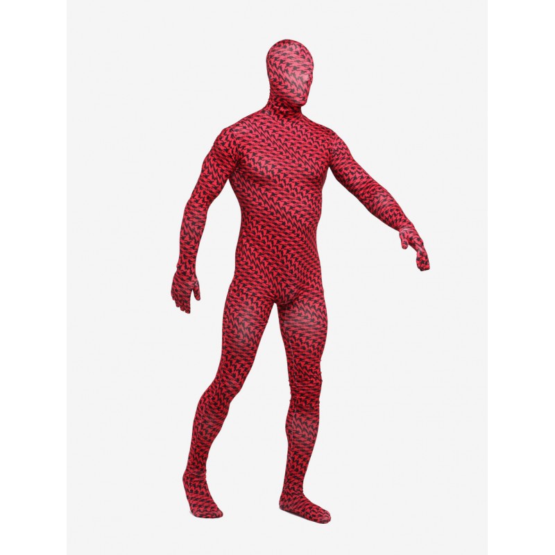 Unisex Morph Suit Red Irregular Pattern Zentai Suit Full Body Lycra Spandex Bodysuit