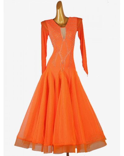 Room Dance Costumes Orange Women's Lycra Spandex Dress Dance Wear Holiday Ball