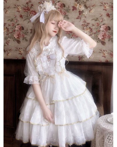 Sweet Lolita Dress Polyester Sleeveless Jumper Dress Adjustable Elastic