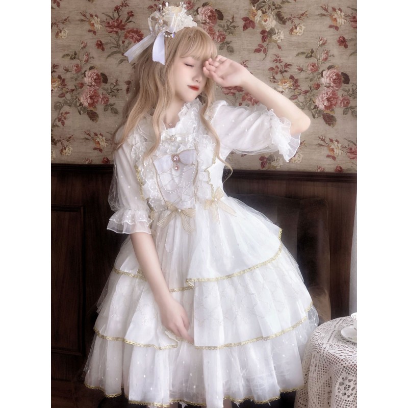 Sweet Lolita Dress Polyester Sleeveless Jumper Dress Adjustable Elastic