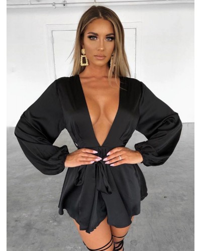 Birthday Party Dresses Black V-Neck Pleated Long Sleeves Stretch Semi Formal Dress Bodycon Night Out Rave Club