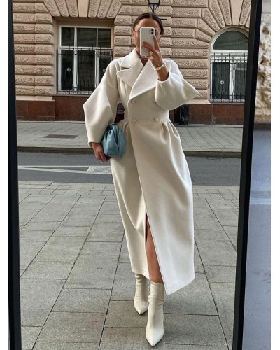 White Wrap Coat For Women Winter Outerwear 2023 Casual