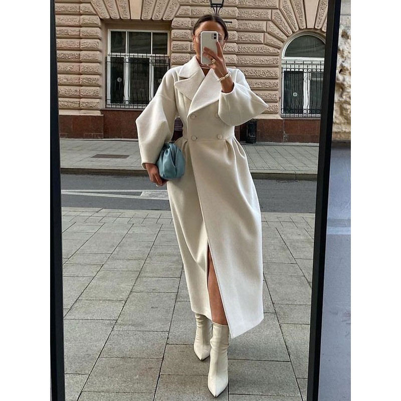 White Wrap Coat For Women Winter Outerwear 2023 Casual