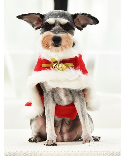 Pet Costume Red Clothes Polyester Pet Supply Christmas