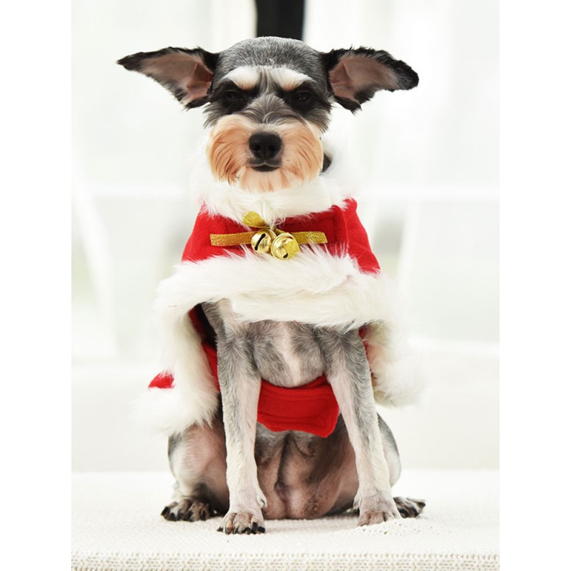 Pet Costume Red Clothes Polyester Pet Supply Christmas