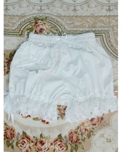 Sweet Lolita Bloomers Lace Bows Loose Leg White Lolita Shorts