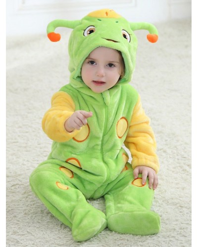 Toddler Kigurumi Pajamas Onesie Caterpillar Cartoon Insect Flannel Onesie Pajamas Jumpsuit