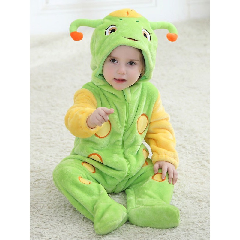 Toddler Kigurumi Pajamas Onesie Caterpillar Cartoon Insect Flannel Onesie Pajamas Jumpsuit