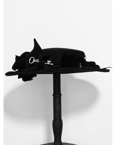 【Pre-sell】 Lolita Ouji Fashion Bowknot Flat Hat Gothic