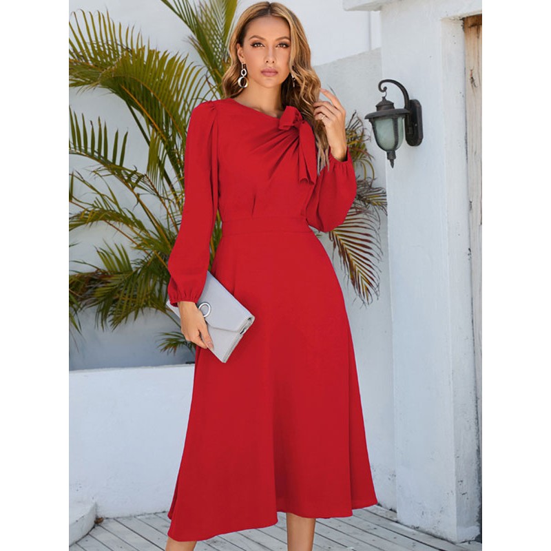 Women Maxi Dress Jewel Neck Long Sleeves Long Dress Classic  Traditional Spring Fall