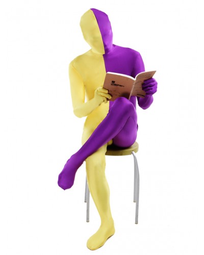 Unisex Morph Suit Purple And Yellow Lycra Spandex Zentai Suit Full Body Suit