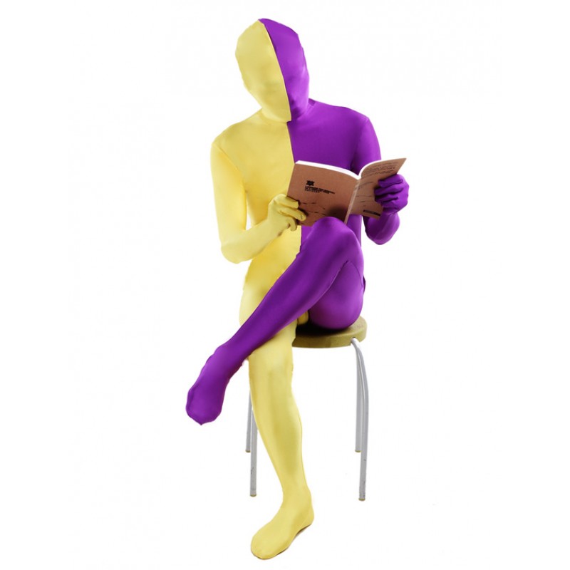 Unisex Morph Suit Purple And Yellow Lycra Spandex Zentai Suit Full Body Suit