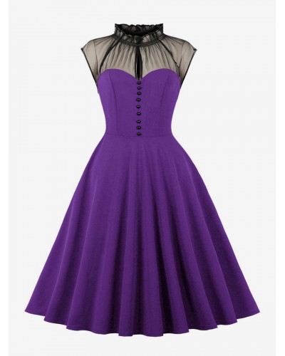 Dress 1950s Audrey Hepburn Style Sleeveless Knee Length Rockabilly Dress Bodycon Retro Summer