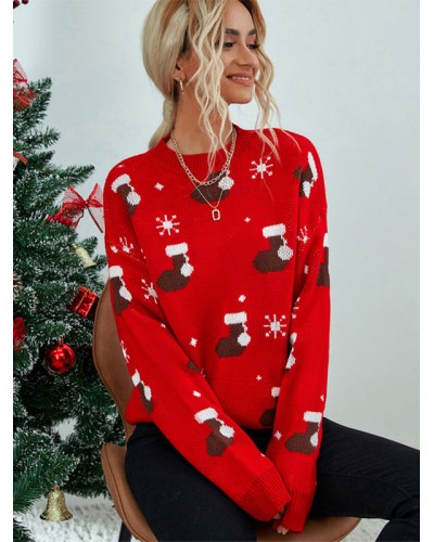 Women Pullovers Red 2023 Christmas Sweaters Knitted Tops Classic  Traditional Casual Fall Winter