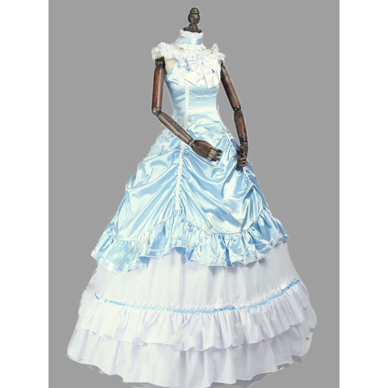 Women Rococo Retro Costumes Dress Ruffle Bow Marie Antoinette Costume 18th Clothing Sets Vintage Baroque