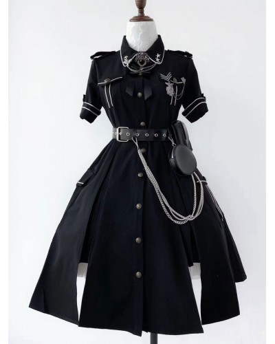 Costumes Military Uniform Lolita Gray Black Army Spring Fall Winter