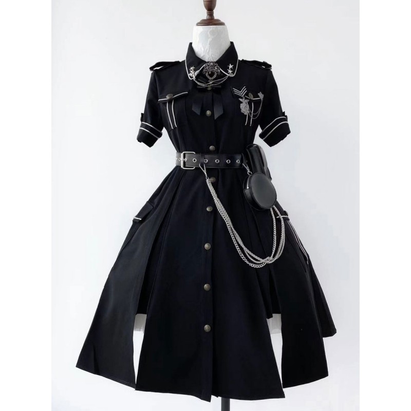 Costumes Military Uniform Lolita Gray Black Army Spring Fall Winter