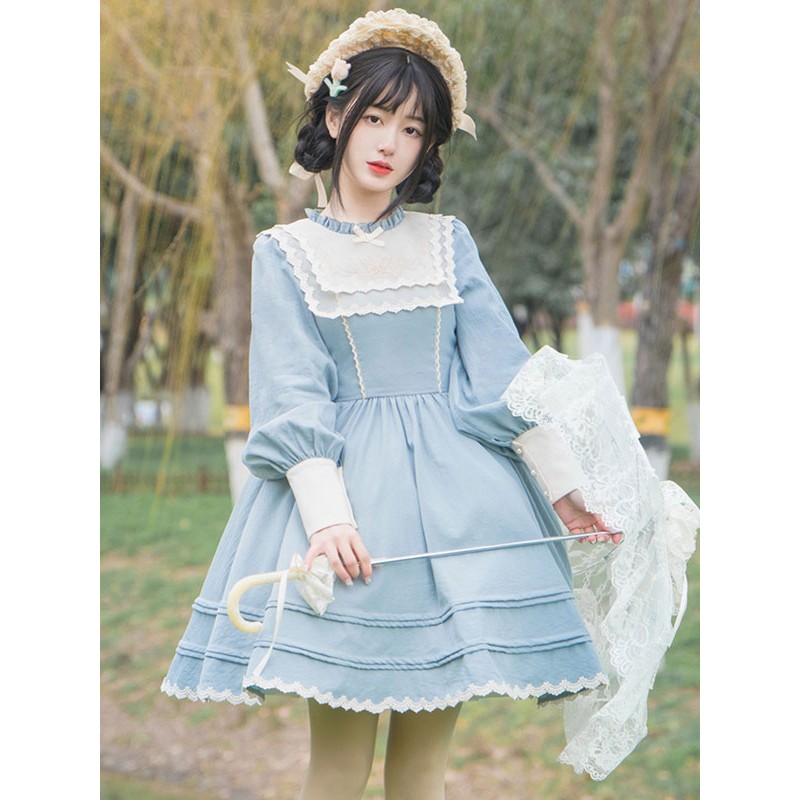 Sweet Lolita Dress Polyester Long Sleeves Sweet Dress Lolita Dress