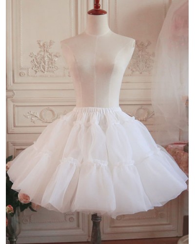 Lolita Petticoat Skirt Layered Ruffle Voile White Lolita Underskirt Bottoms Daily Casual Tea Party