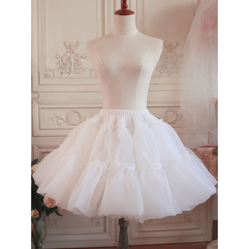 Lolita Petticoat Skirt Layered Ruffle Voile White Lolita Underskirt Bottoms Daily Casual Tea Party