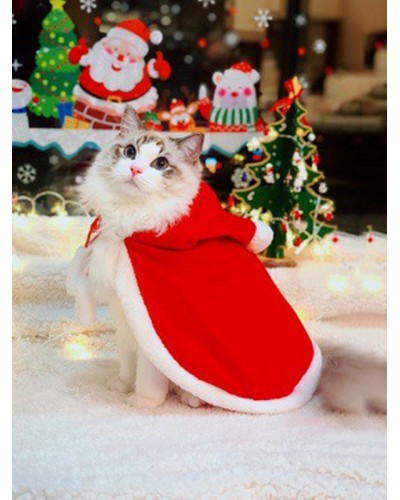 Pet Costume Red Cloak Polyester Pet Supply Christmas