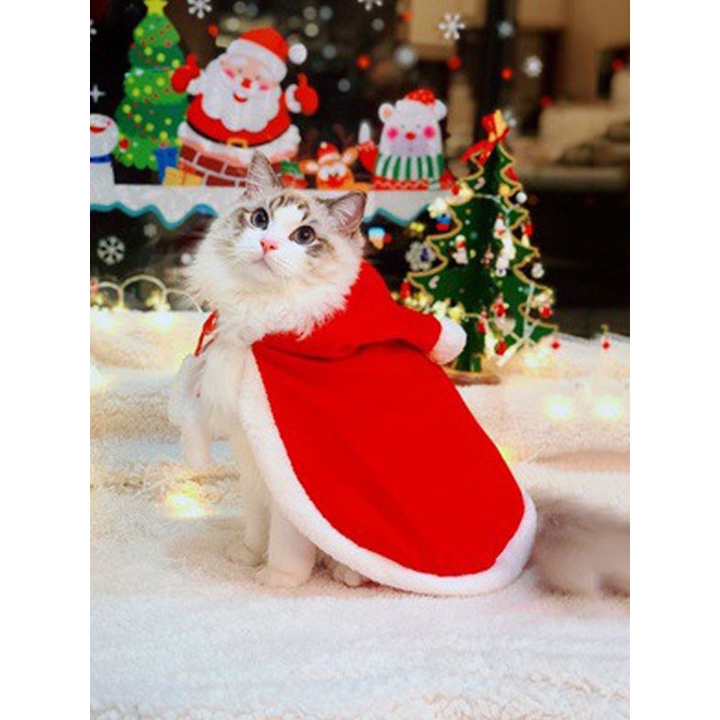 Pet Costume Red Cloak Polyester Pet Supply Christmas