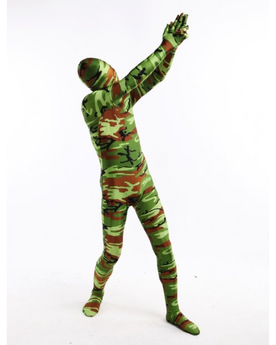 Unisex Morph Suit Army Green Camouflage Lycra Spandex Zentai Suit Full Body Suit