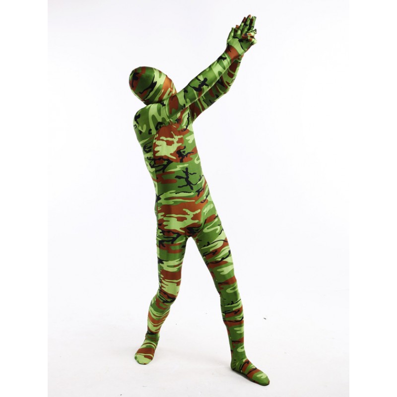 Unisex Morph Suit Army Green Camouflage Lycra Spandex Zentai Suit Full Body Suit