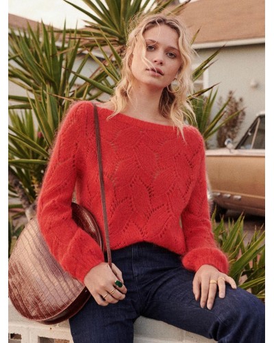 Pullovers For Women Red Cut Out Jewel Neck Long Sleeves Wool Sweaters Casual Street Wear Indoor Field