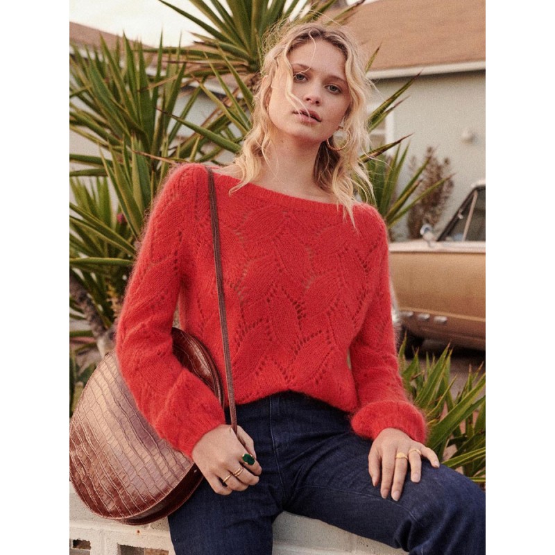 Pullovers For Women Red Cut Out Jewel Neck Long Sleeves Wool Sweaters Casual Street Wear Indoor Field