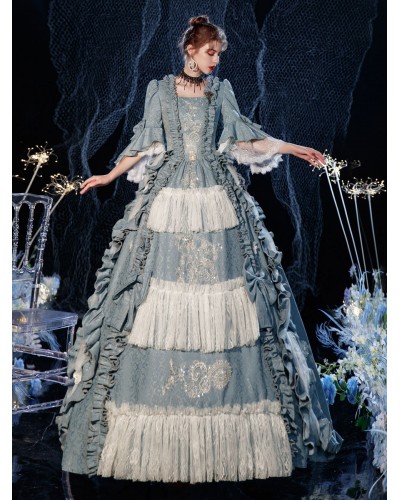 Women Rococo Victorian Retro Costume Dress Layered Ruffles Cosplay Costume Carnival Euro-Style ROCOCO