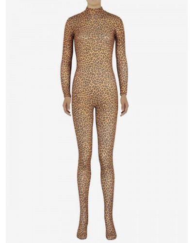 Women Leopard Print Morph Suit Adults Bodysuit Lycra Spandex Catsuit For