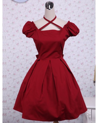 Cotton Red Bow Classic Lolita Dress Tea Party