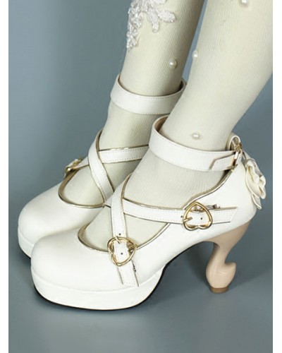 Baroque Lolita Footwear Strappy Metal Buckle Bow Platform Lolita High Heels